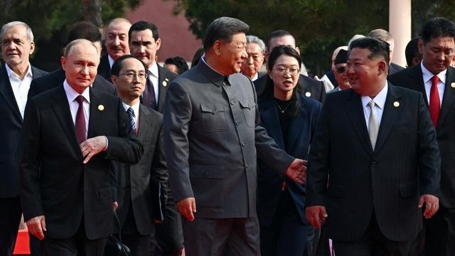 중국 전승 80주년 행사에 참석한 북중러 정상의 모습 