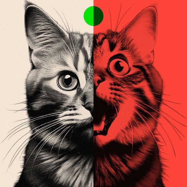 절반은 실제 고양이, 나머지 절반은 인공지능이 생성한 고양이 사진인 이미지