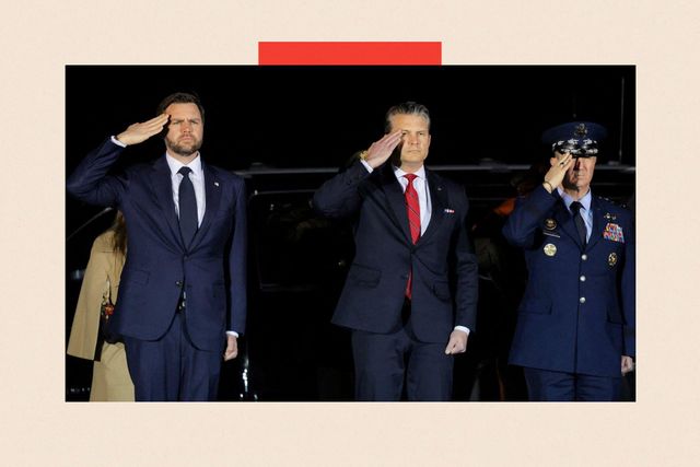 경례하는 JD 밴스 부통령, 피트 헤그세스 국방장관 , 댄 케인 합참의장 