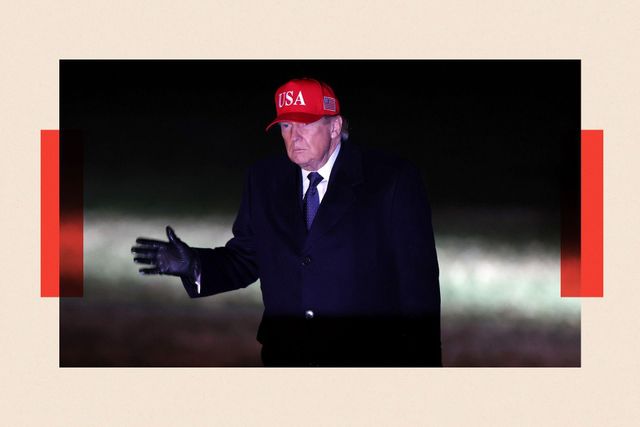 빨간색 야구모자를 쓴 트럼프 미국 대통령