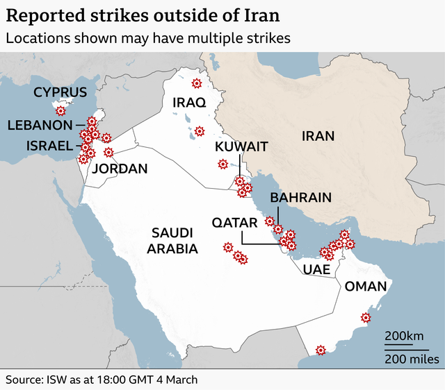 이란 외 공습이 보고된 지역