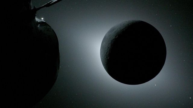 2026년 4월 6일, 일식 동안 태양빛을 등지고 있는 달을 NASA 오리온 우주선이 촬영했다.