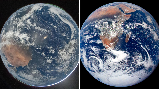 1972년(오른쪽)과 2026년(왼쪽)에 촬영된 지구