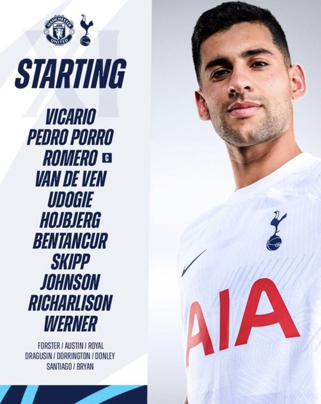 [사진=토트넘 훗스퍼] 손흥민이 2023 아시아축구연맹(AFC) 카타르 아시안컵에 차출된 가운데 티모 베르너가 선발 출전했다. 라두 드라구신은 벤치에 앉는다.&nbsp;