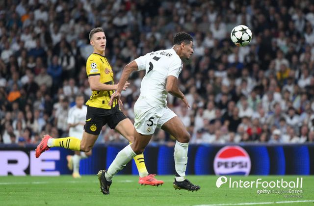 사진=게티 이미지/레알 마드리드는 23일 오전 4시(한국시간) 스페인 마드리드에 위치한 산티아고 베르나베우에서 열린 2024-25시즌 유럽축구연맹(UEFA) 챔피언스리그(UCL) 리그 페이즈 3차전에서 도르트문트에 5-2로 승리했다.