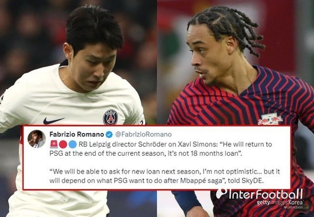 이강인이 두 경기 연속 선발 출전에 성공했지만, 이번에는 고개를 숙였다. 하프타임 이후 루이스 엔리케 감독에게 조기 교체되고 말았다. 평소답지 못한 모습으로 혹평이 이어졌다.[사진=게티 이미지, 파브리시오 로마노]