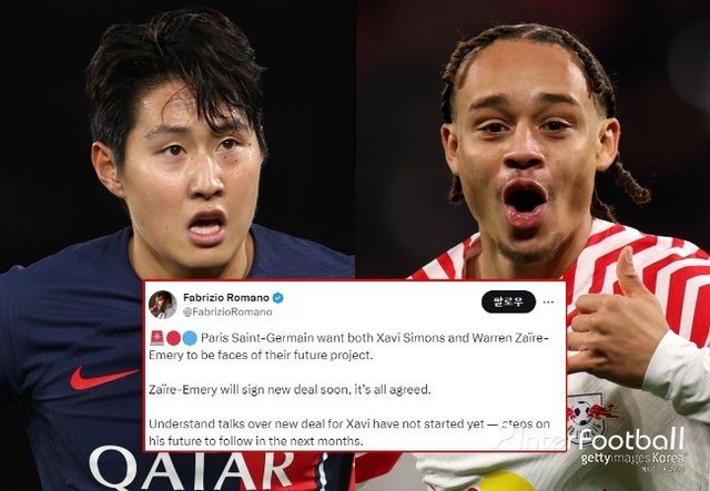 이강인이 두 경기 연속 선발 출전에 성공했지만, 이번에는 고개를 숙였다. 하프타임 이후 루이스 엔리케 감독에게 조기 교체되고 말았다. 평소답지 못한 모습으로 혹평이 이어졌다.[사진=게티 이미지. 파브리시오 로마노]