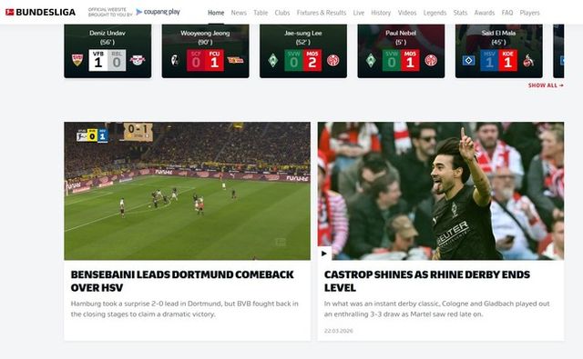 사진=분데스리가 공식 홈페이지 캡처