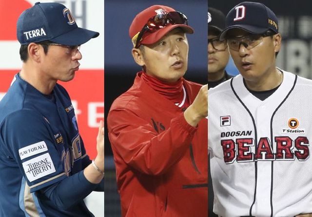 NC 강인권 감독(왼쪽부터)-SSG 김원형 감독-두산 이승엽 감독.