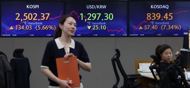 6일 오후 서울 중구 하나은행 딜링룸 전광판에 코스피지수, 원·달러 환율, 코스닥지수 종가가 표시돼 있다.ⓒ뉴시스