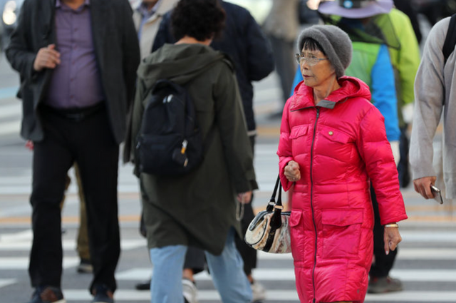 서울 종로구 세종대로사거리에서 한 시민이 롱패딩을 입고 발걸음을 재촉하고 있다.ⓒ뉴시스