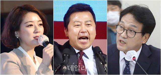 (왼쪽부터) 배현진 국민의힘 의원, 장예찬 국민의힘 청년최고위원, 안민석 더불어민주당 의원 ⓒ데일리안 박항구·홍금표 기자