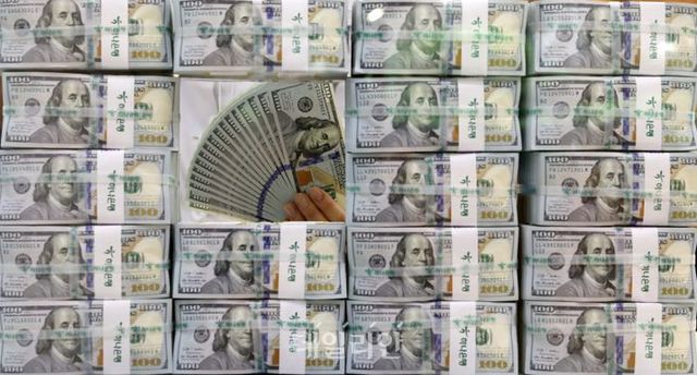 서울 중구 하나은행 위변조대응센터에서 직원이 달러화를 정리하고 있다. ⓒ뉴시스