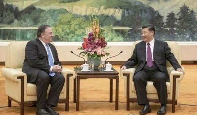 2018년 6월 폼페이오 당시 미 국무장관을 만나는 시진핑 주석. ⓒ EPA/연합뉴스