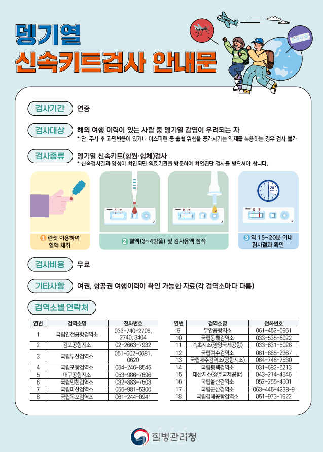 뎅기열 신속키트검사 안내문. ⓒ질병관리청