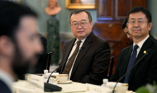 미국 워싱턴 국무부 청사에서 중국 공산당 류젠차오 대외연락부장이 토니 블링컨 국무장관과 회담 하고 있다.ⓒAP/뉴시스