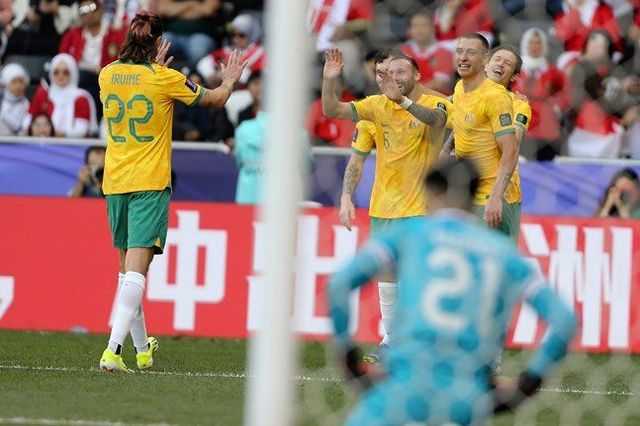 지난 28일 16강에서 인도네시아 대파한 호주 대표팀. ⓒ AP=뉴시스