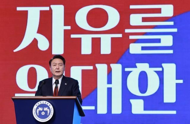 윤석열 대통령이 1일 서울 중구 유관순기념관에서 열린 제105주년 3·1절 기념식에서 기념사하고 있다. ⓒ대통령실사진기자단/뉴시스