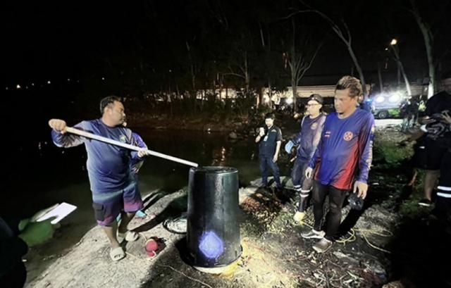 태국 경찰은 지난 11일 파타야의 한 저수지에서 검은색 플라스틱 통 안에 담긴 한국인 관광객의 시신을 발견했다.ⓒ방콕포스트 캡처
