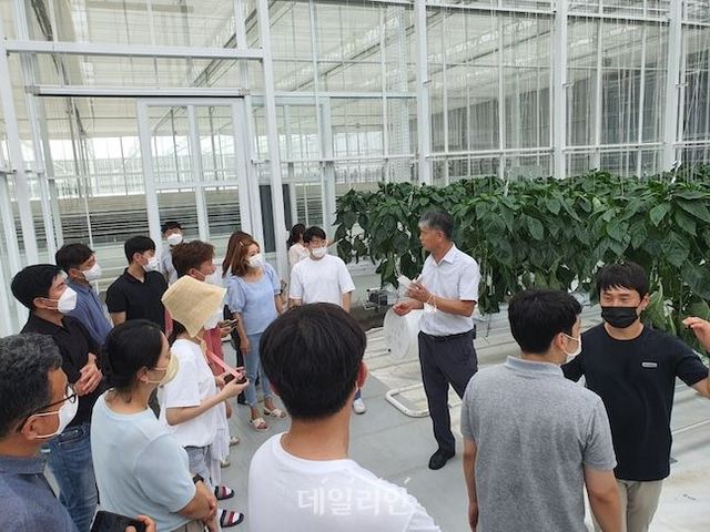 농촌진흥청 관계자가 스마트농업 테스트베드 현장 교육을 하고 있다. ⓒ농촌진흥청