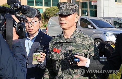 임성근 전 해병대 1사단장이 14일 경북 경산시 경북경찰청 형사기동대에서 