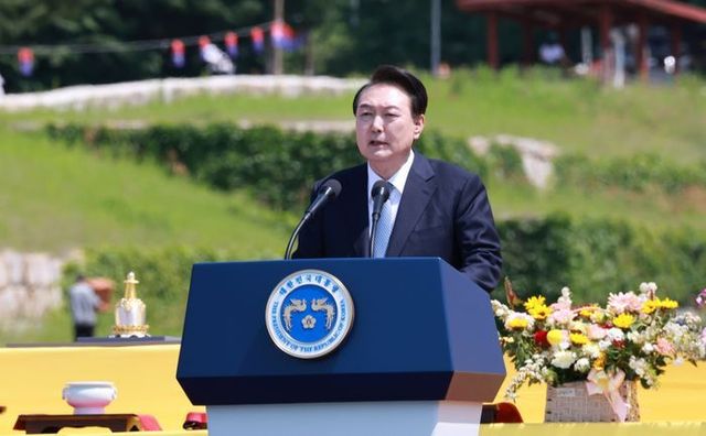 윤석열 대통령이 19일 양주 회암사지 특설무대에서 열린 