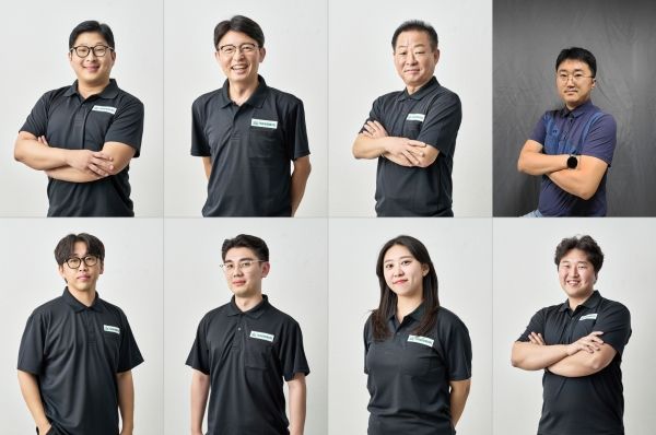 윗줄 왼쪽부터 손정화 대표, 박수택 부사장, 손영석 전무, 송석보 본부장, 아랫줄 왼쪽부터 길윤배 팀장, 김범훈 대리, 권휘주 과장, 임채형 과장. ⓒ크라운방재(주)