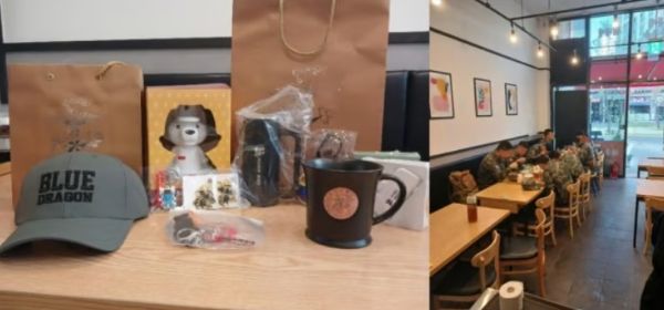 군인에게 반값 식사를 제공해 온 한 사장에게 해병대 간부가 감사의 선물을 건넸다. 사진은 사장이 공개한 해당 선물(왼쪽)과 해병대원들이 가게에서 식사를 하는 모습. /사진=온라인 커뮤니티 캡처