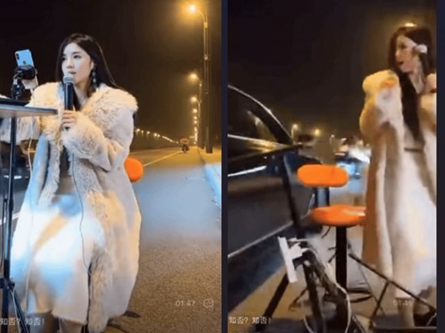 중국에서 생방송을 진행하던 여성 스트리머가 차량에 치이는 사고가 발생했다. 사진은 지난 19일 중국 이펑닷컴에서 보도한 사고 장면./사진=웨이보 캡처