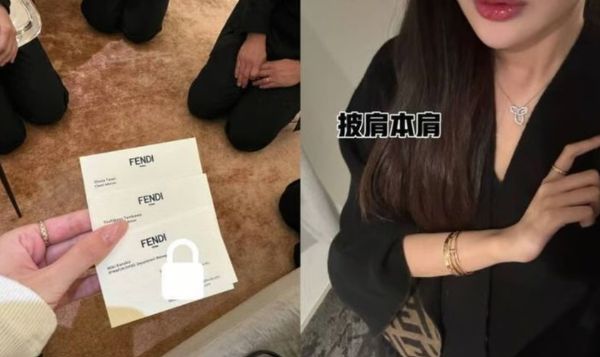 일본 도쿄 펜디 매장 직원들이 중국인 고객에게 무릎을 꿇고 사과한 사연이 전해졌다. 사진은 당시 무릎을 꿇은 모습(왼쪽)과 사연의 주인공 모습. /사진='엑스'(X·옛 트위터) 캡처