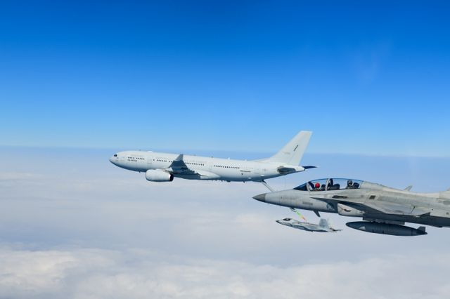 올해 3월 KF-21의 첫 공중 급유 비행시험이 진행됐다. /사진=KAI
