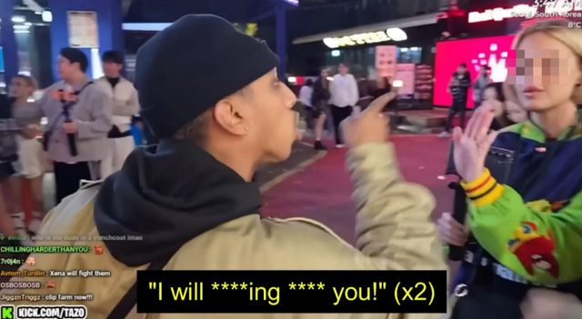  국내에서 민폐 행동을 일삼은 해외 유튜버가 외국인 여성에게 시비를 거는 영상이 공개됐다. /사진=유튜브 채널 'Decoy Voice' 캡처