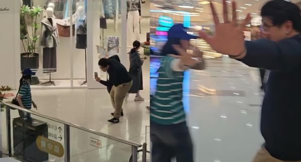 중국 한 쇼핑몰에서 민희진 어도어 전 대표와 방시혁 하이브 의장을 코스프레한 커플이 포착돼 화제다. /사진=온라인 커뮤니티 갈무리