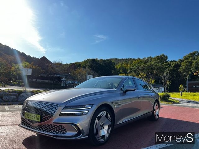 지난 21일 G80 전동화 부분변경 모델을 타고 서울 시내에서 경기 김포, 파주 일대 약 40㎞를 주행했다. /사진=김서연 기자 