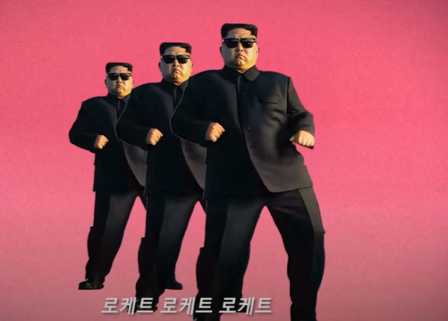 한 유튜버가 블랙핑크 로제와 브루노 마스가 부른 아파트(APT)를 개사해 북한 김정은 국무위원장 등을 출연시켰다. 사진은 유튜브에 패러디된 북한 김정은 국무위원장의 모습. /사진=유튜브 화성인 릴도지