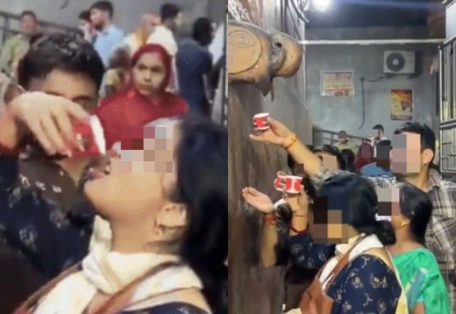 인도에서 힌두교 신도들이 성수로 생각하고 줄지어 마시던 물이 에어컨에서 나온 물로 드러났다. /사진=X 갈무리