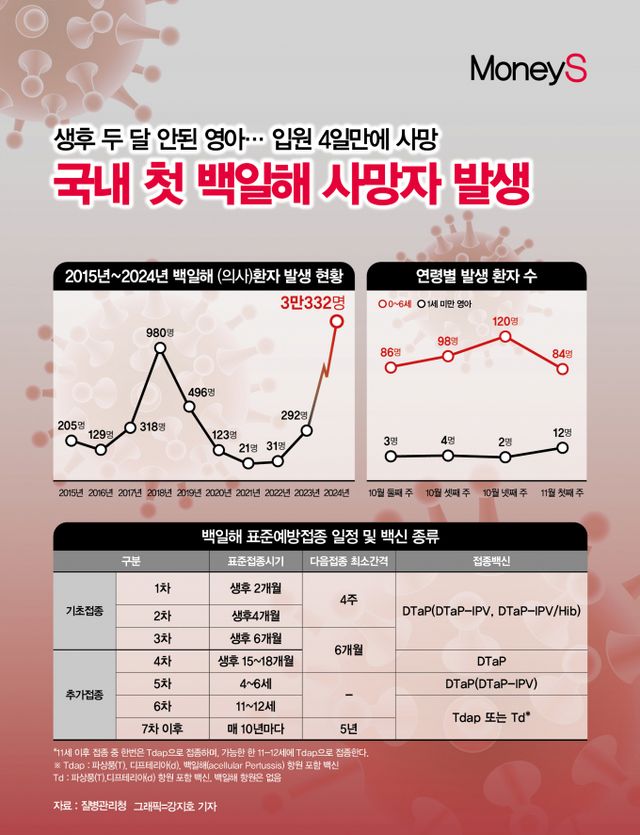 11월 첫째 주 기준 3만332명이 백일해 환자가 발생한 것으로 집계됐다./그래픽=강지호 기자