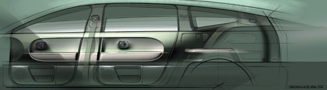 아이오닉 9의 내장 티저 이미지는 에어로스테틱(Aerosthetic) 실루엣 안에 펼쳐진 실내 공간의 모습이 담겨 있다. /사진=현대자동차