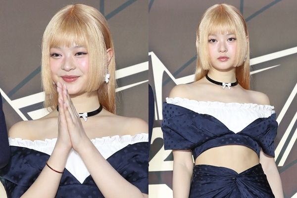 뉴진스 멤버 하니가 인천의 한 공연장에서 열린 '제1회 코리아 그랜드 뮤직 어워즈(2024 KGMA)' 레드카펫 행사에 참석했다. /사진=뉴스1