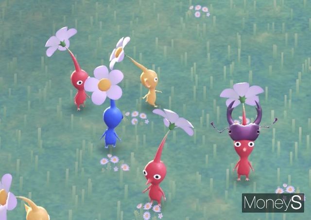 잘파세대의 헬시 플레저 열풍에 따라 피크민 블룸이 인기를 끌고 있다. 사진은 피크민 블룸 속 피크민들. /사진=윤채현 기자