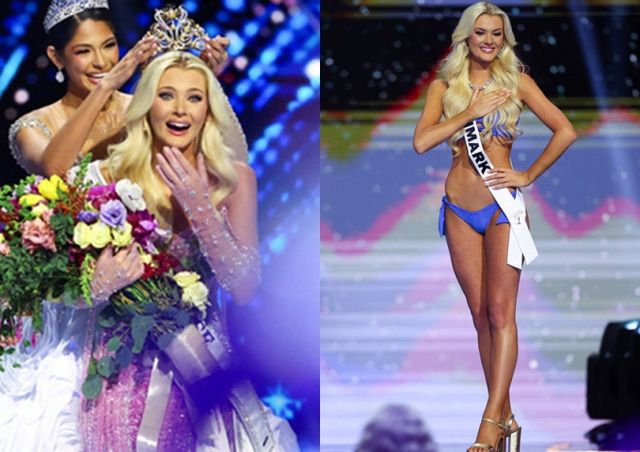 '미스 유니버스 2024'에서 덴마크 대표 빅토리아 키예르 타일비그(21)가 우승을 차지했다. 사진은 본선에서 우승 차지한 모습. /사진=로이터