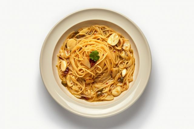 고솜은 천마를 활용한 오일 파스타 등 메뉴가 있다. 사진은 고솜 천마 오일 파스타. /사진=다이어리알