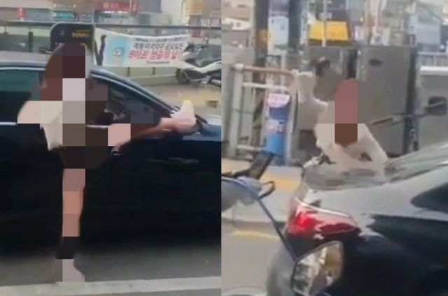 서울 관악구 도로 한복판에서 본인의 차량을 부수고 행인들에게 욕설을 퍼부은 여성이 경찰에 입건됐다. /사진=뉴스1(독자제보)