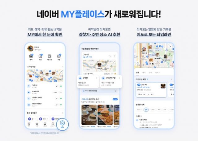 네이버는 마이플레이스를 리뷰 플랫폼에서 이용자가 로컬 경험 전반을 관리하는 개인화 플랫폼으로 개편한다. 사진은 네이버가 제공하는 MY플레이스 서비스 이미지. /사진=네이버 제공