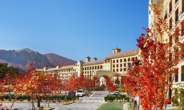 한화 유통·서비스 부문이 백화점과 리조트 등 계열사의 포인트를 교차 사용할 수 있게 해 계열사 간 시너지를 높인다. 사진은 한화리조트 설악 쏘라노 가을 전경. /사진=한화호텔앤드리조트