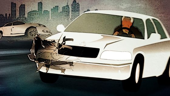 한 햄버거 가게에 차를 몰고 돌진해 6명의 사상자를 낸 70대 운전자가 브레이크 대신 가속페달을 밟았다는 국립과학수사연구원(국과수) 감정 결과가 나왔다. /삽화=머니투데이