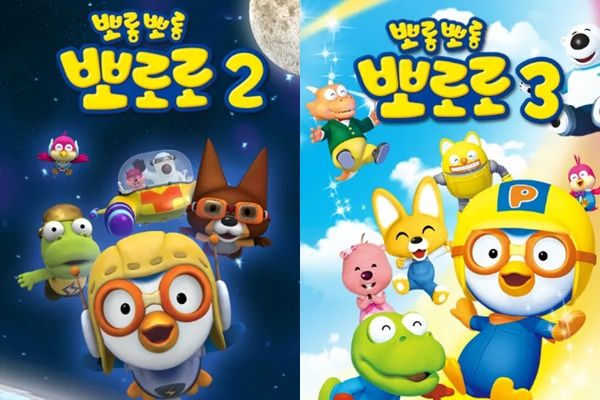 '뽀로로' 1~2기와 달리 옷을 입고 등장한 3기. 사진은 '뽀로로' 2기(왼쪽) 포스터와 3기 포스터의 모습. /사진=EBS