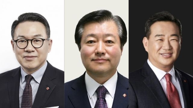 롯데그룹이 고강도 쇄신 기조의 인사를 단행한 가운데 이동우 롯데지주 부회장(왼쪽부터), 이영구 롯데 식품군 총괄대표 부회장, 김상현 롯데 유통군 총괄대표 부회장이 유임됐다. /사진=롯데지주 