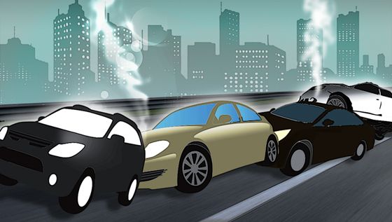 약물에 취해 운전을 한 40대 남성이 중앙차선을 침범하고 차량 2대를 연달아 들이받아 경찰에 현행범으로 체포됐다. /삽화=머니투데이