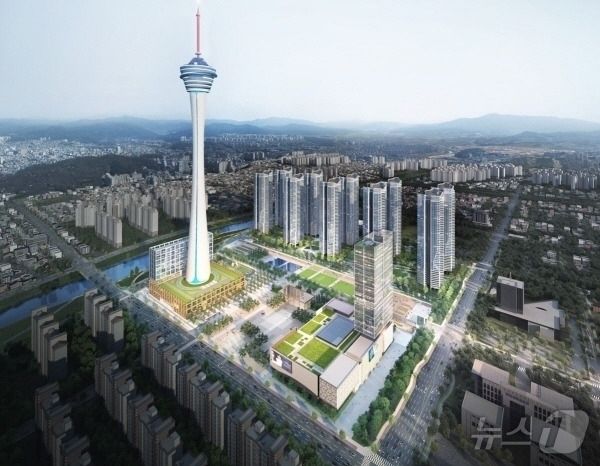 롯데건설이 건설경기 침체 영향으로 지방 사업장 손절 행보를 보이고 있다. 사진은 옛 대한방직 부지 개발 조감도. /사진=전주시